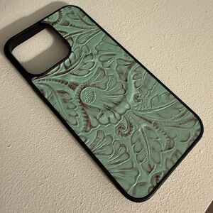Floral Pattern Phone Case - Green and Black